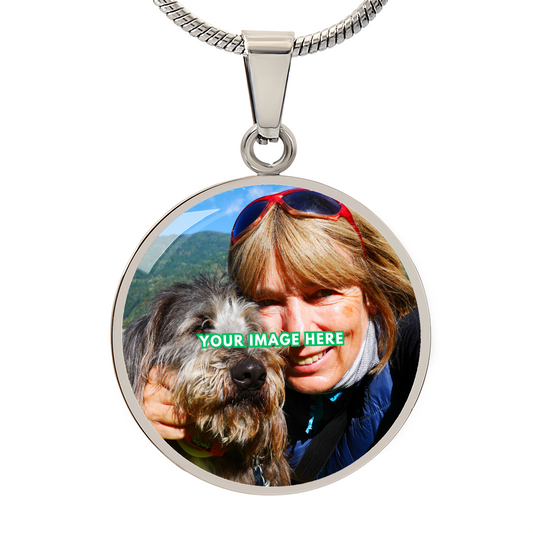 A beautiful  round pendant  personalised with your image to keep special memories close to your heart.