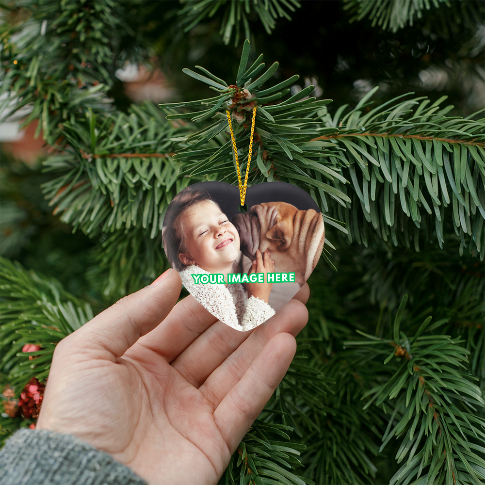 Christmas Heart Ornament - Personalized Photo