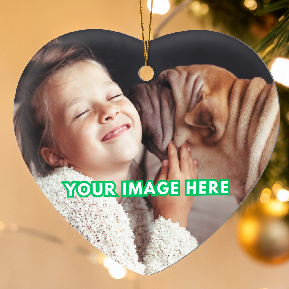 Christmas Heart Ornament - Personalized Photo