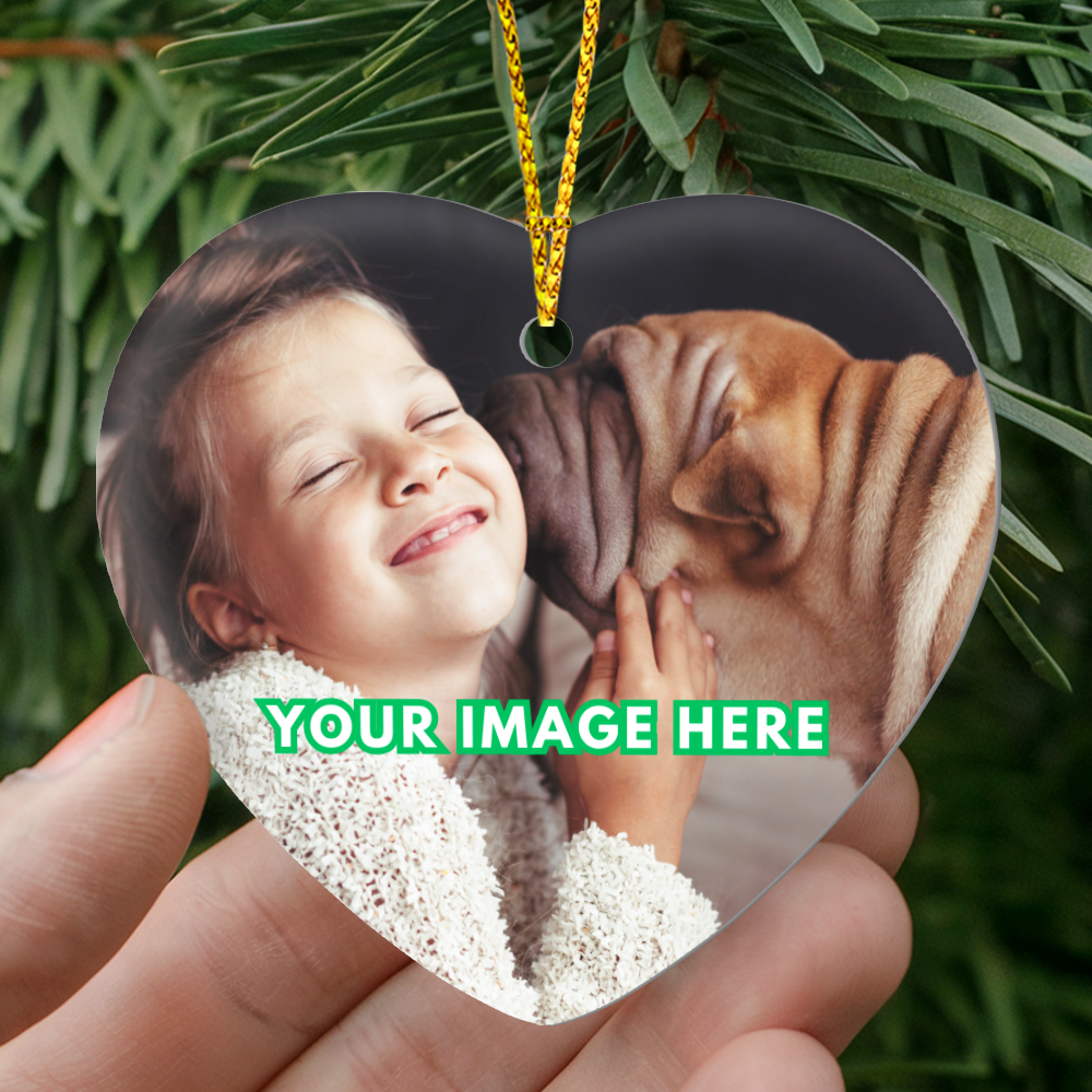 Christmas Heart Ornament - Personalized Photo