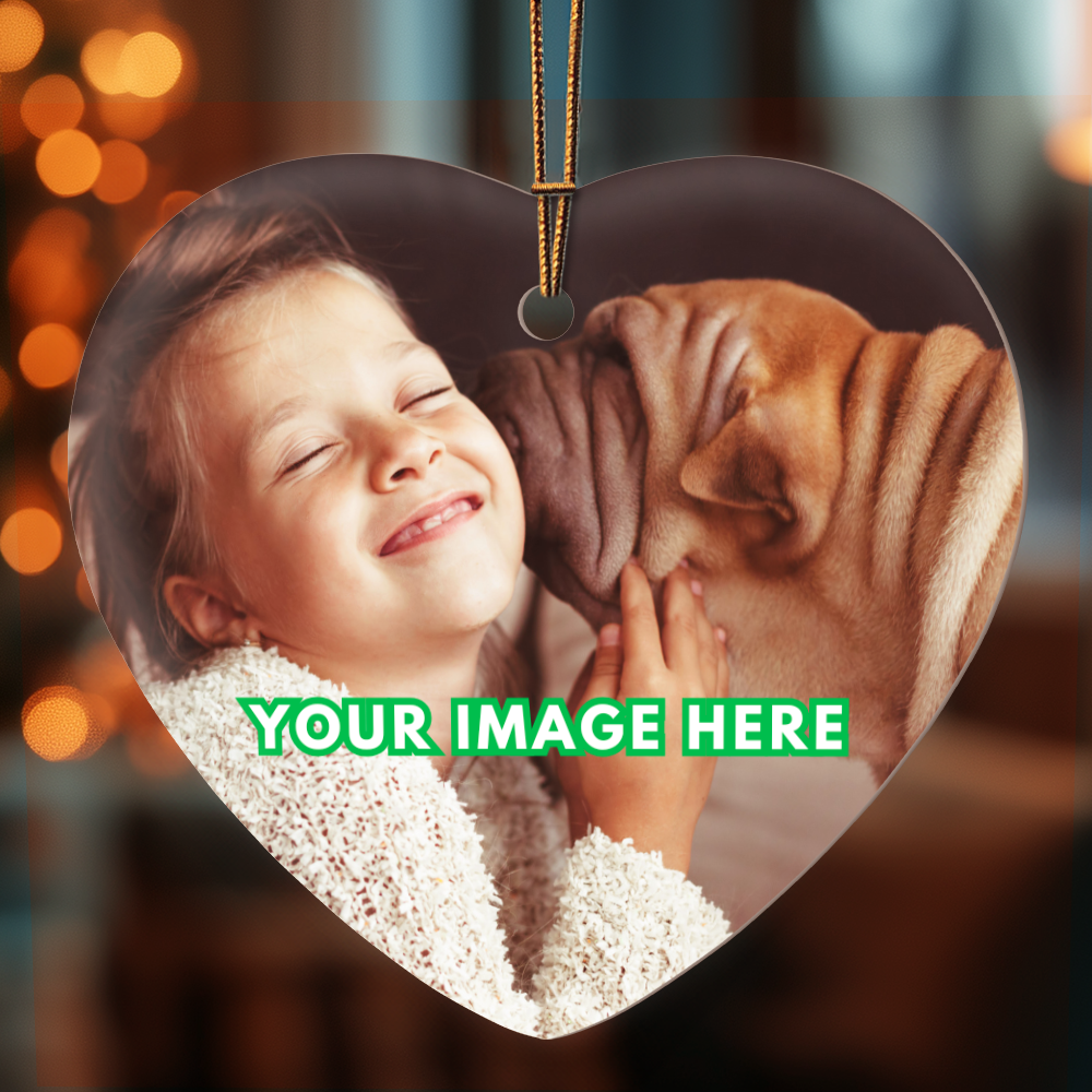 Christmas Heart Ornament - Personalized Photo