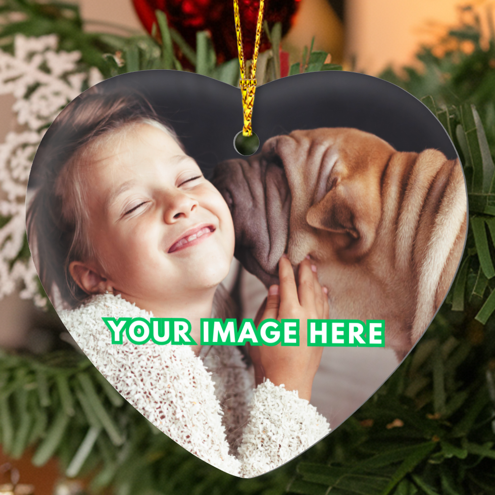 Christmas Heart Ornament - Personalized Photo