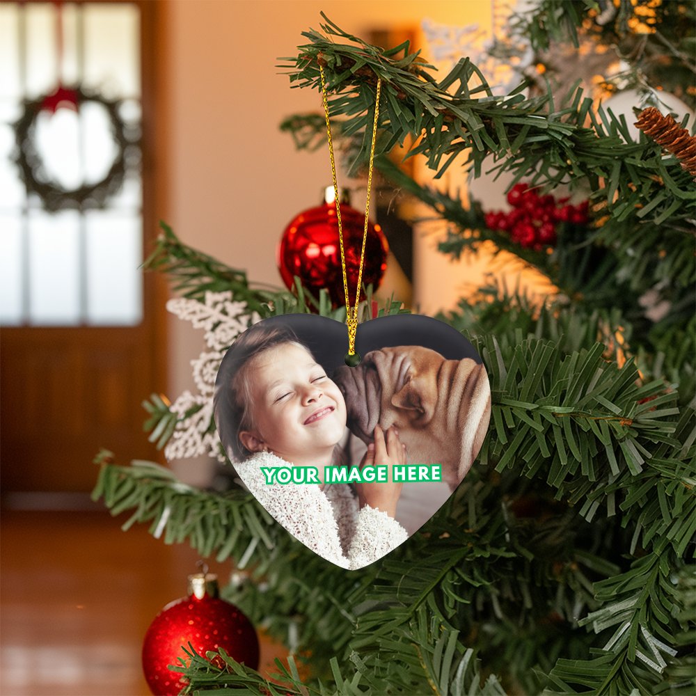 Christmas Heart Ornament - Personalized Photo